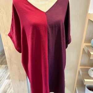 Two-Tone Red and Purple Women's Top